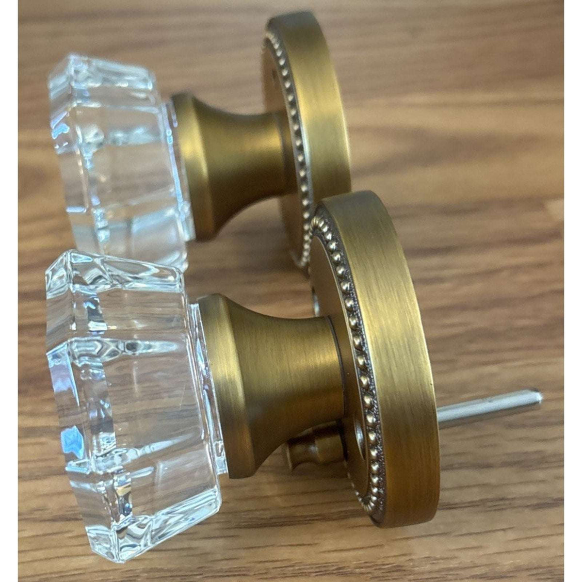 SORWDUERM Antique Brass and Crystal Door Knob Interior Privacy with Lock Button