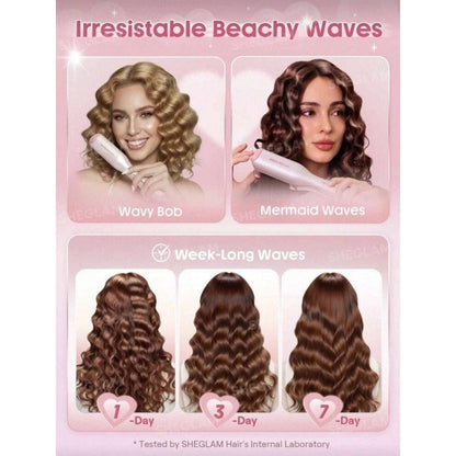 SHEGLAM HAIR Cupid's Charm Beach Babe Hair Waver 1" Smart Timer, Deep U Design