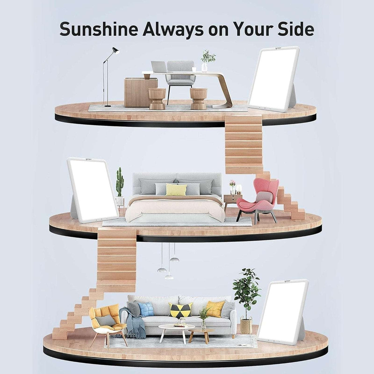 LED Light Therapy Lamp UV-Free 10000 Lux w Memory, Timer & Adjustable Brightness