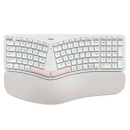 Nulea RT05B Wireless Ergonomic Split Keyboard w/ Cushioned Wrist Support - White