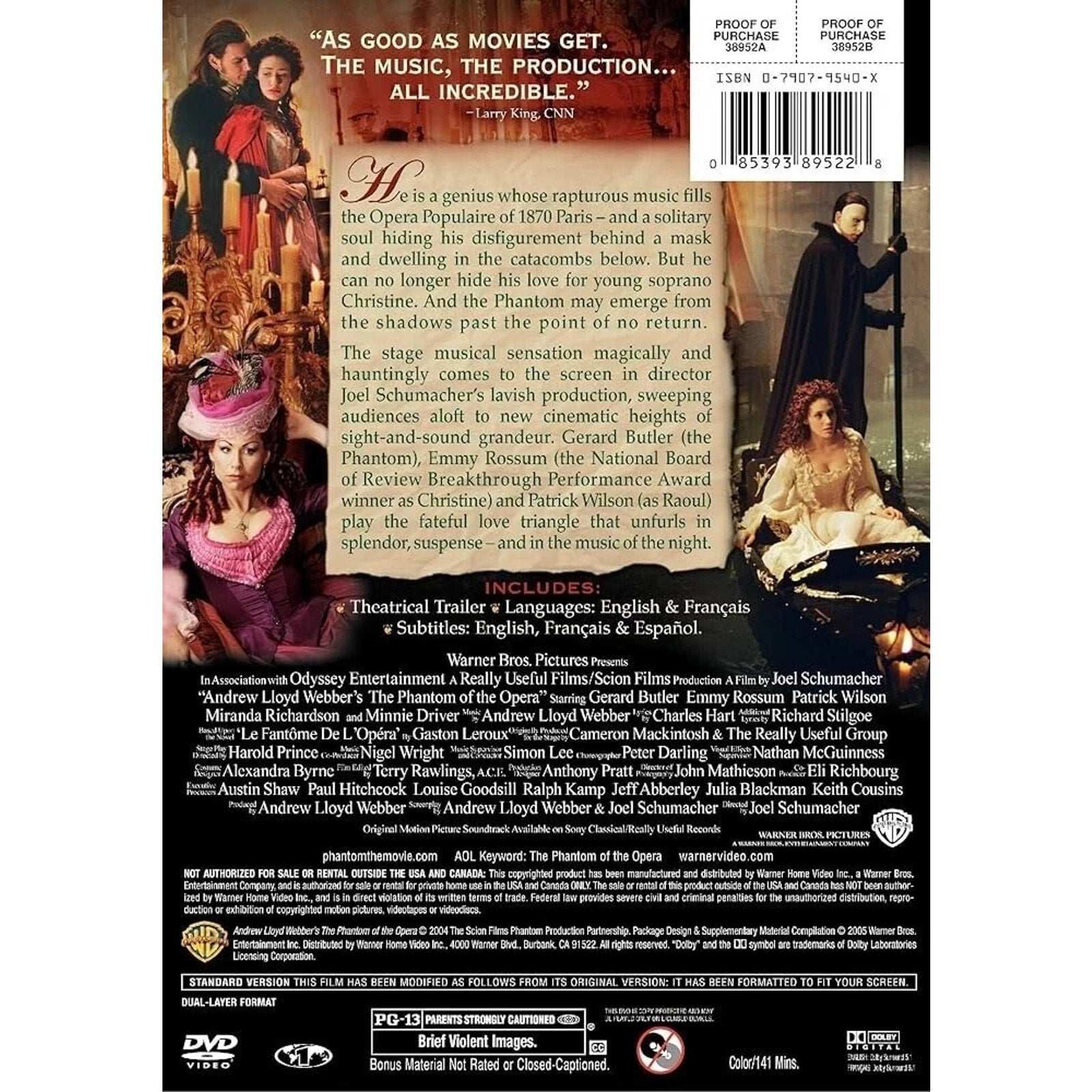 The Phantom of the Opera (2004, DVD) Full-Screen Edition Gerard Butler, SEALED