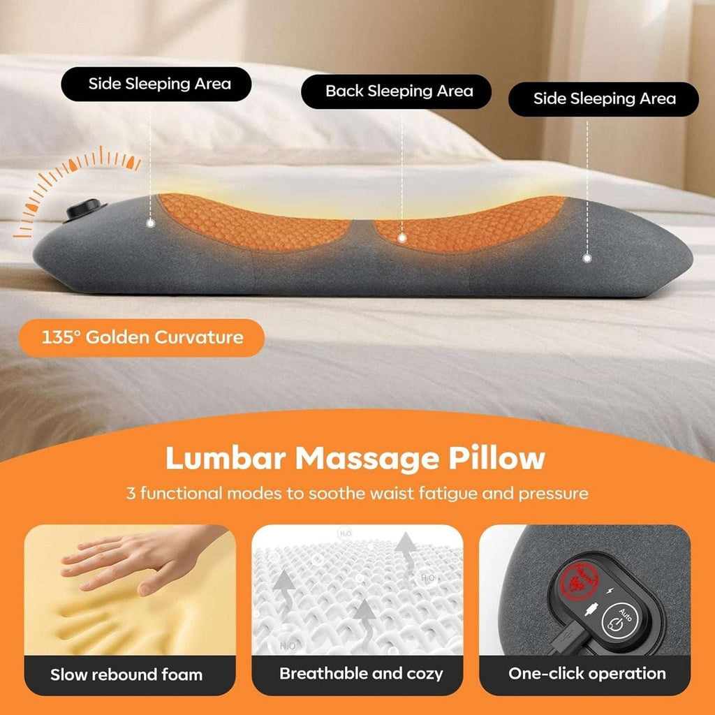 Smooth Triple Fusion 3in1 Back Massager Lumbar Pillow with Heat & Vibration NEW