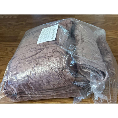 RECYCO Luxury Velvet Quilt Set Full Queen Size Bedding Ultra Soft in Dusty Mauve