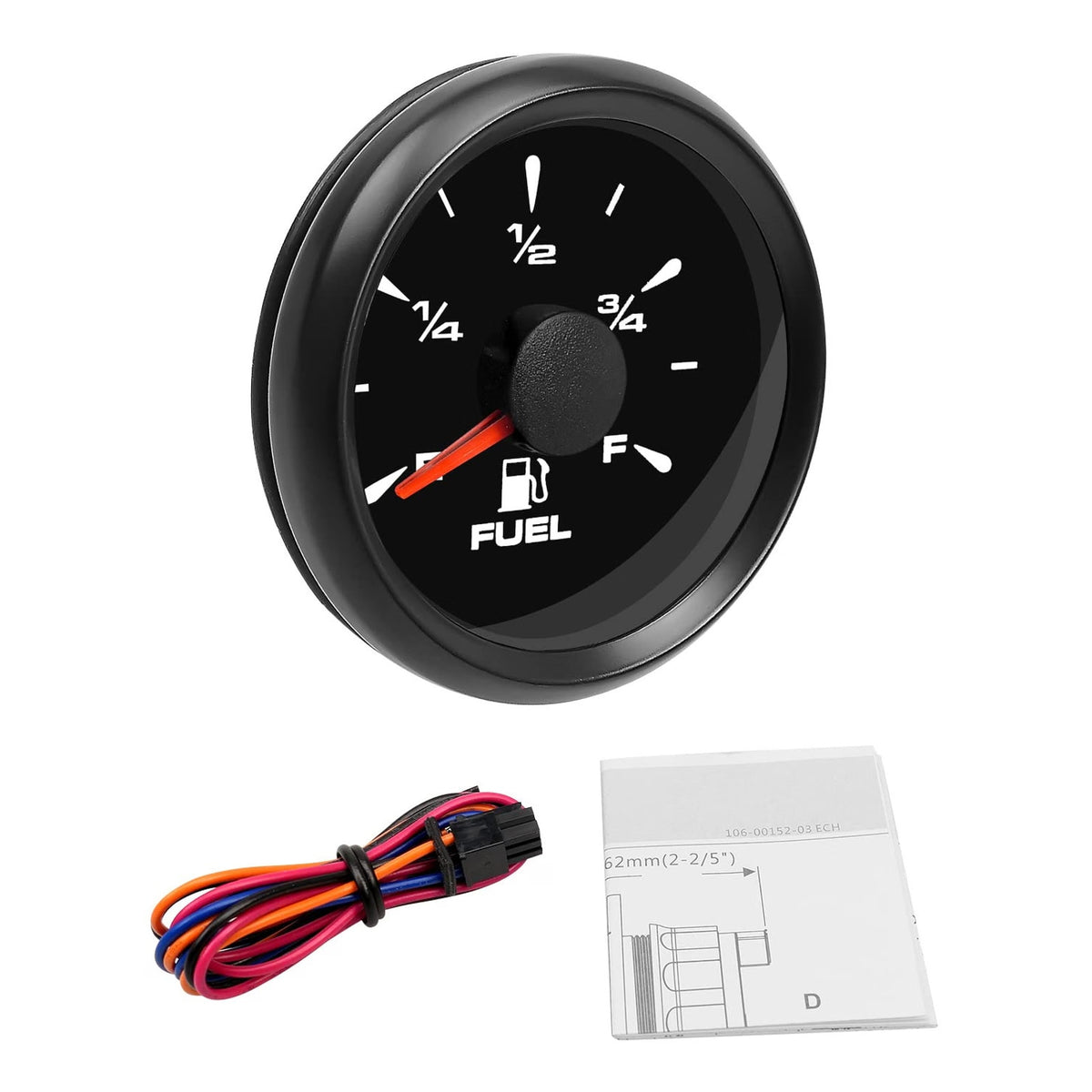 0-90 ohm Fuel Gauge 2" 52mm 8 Color Backlit Boat Fuel Level Gauge Marine Car RV