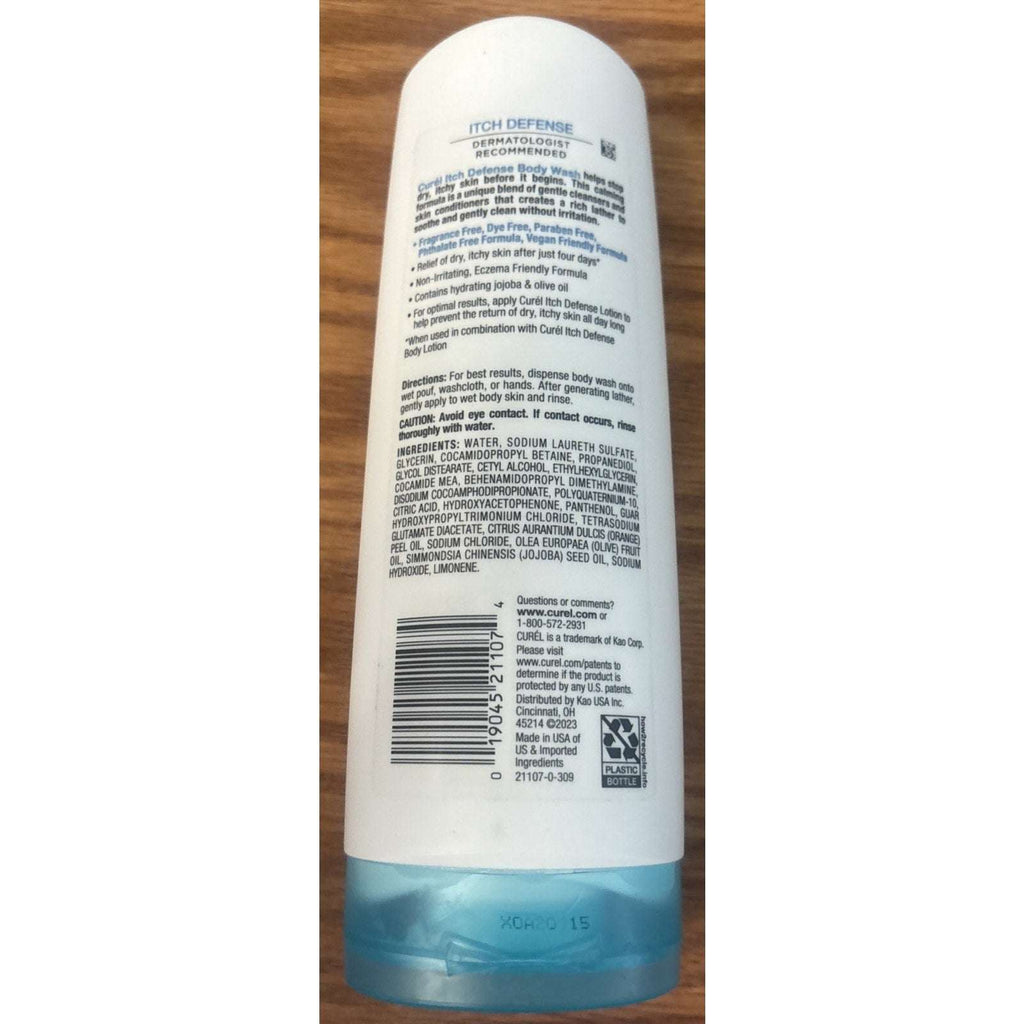 Curel Itch Defense Daily Calming Body Wash Soap-Free for Dry, Itchy Skin 10floz