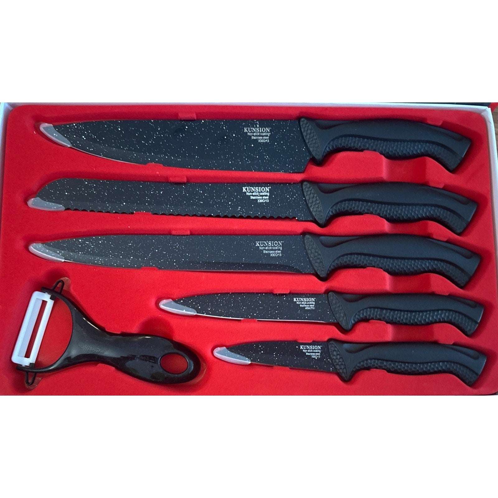 Culinary Knife Set KUNSION KS-6620 Non Stick, Anti-Slip ZEP-LINE 6 Piece Set