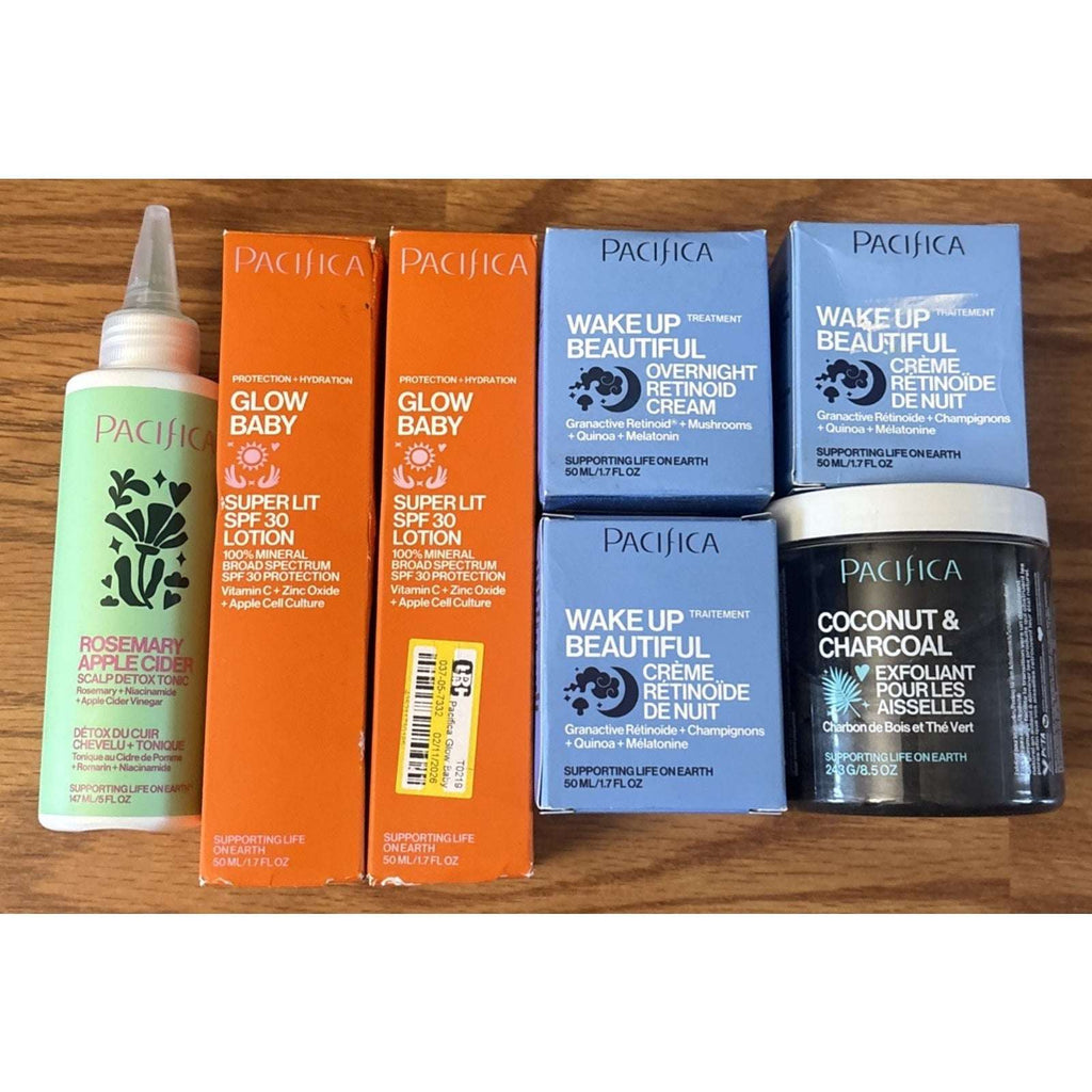 Pacifica 7PC Lot Wake Up Beautiful Cream Glow Baby Underarm Scrub Scalp Detox