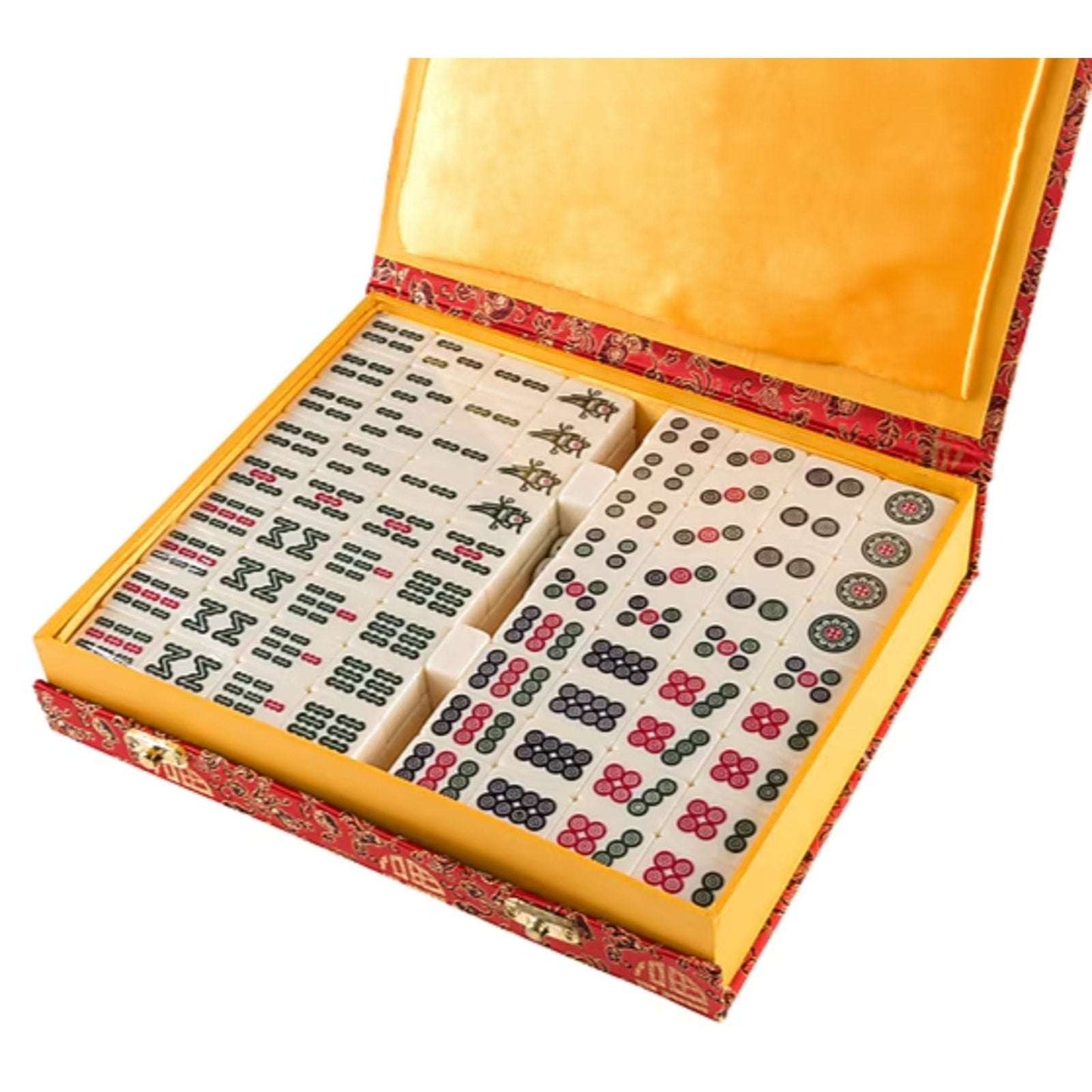 Traditional Chinese Mahjong Game Set w/ 144 Engraved +2 Spare Tiles, Dice & Case