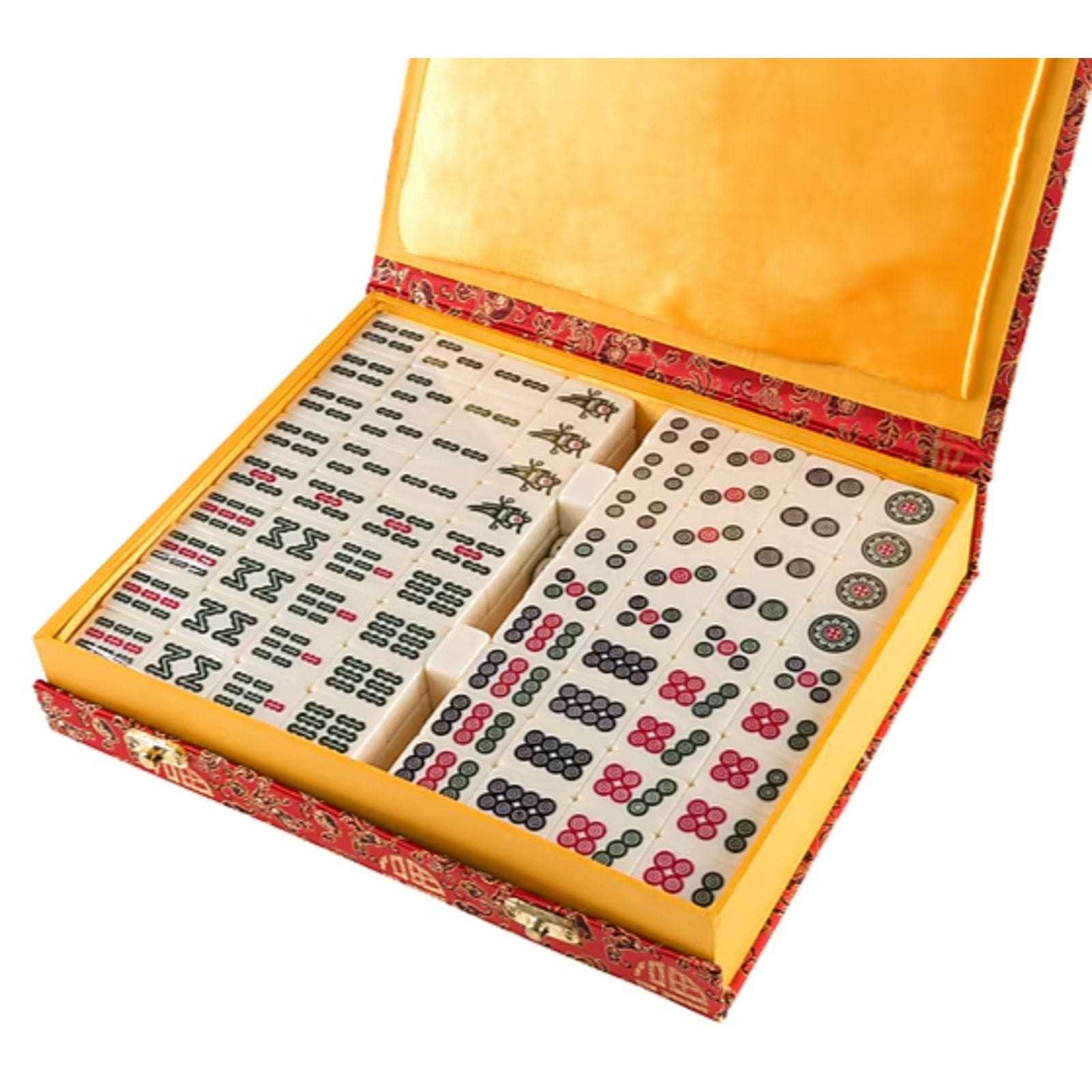 Traditional Chinese Mahjong Game Set w/ 144 Engraved +2 Spare Tiles, Dice & Case