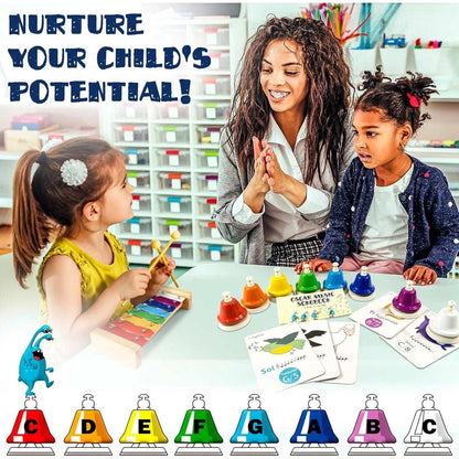 MINIARTIS Desk Bells for Kids Educational Music Learning Toys + Song Book & Bag