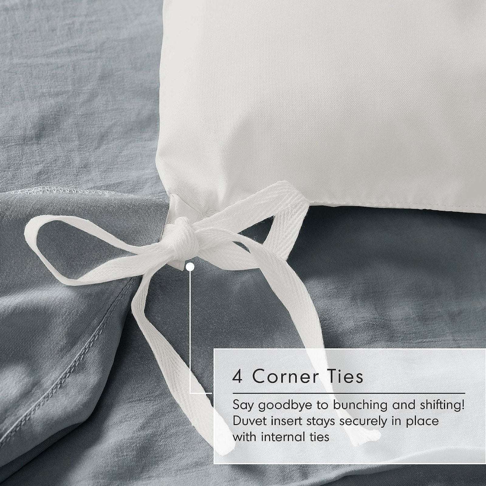 King Size 3PC PORTER Soft Washed Cotton Pinch Pleated Duvet Set Slate Gray/Blue