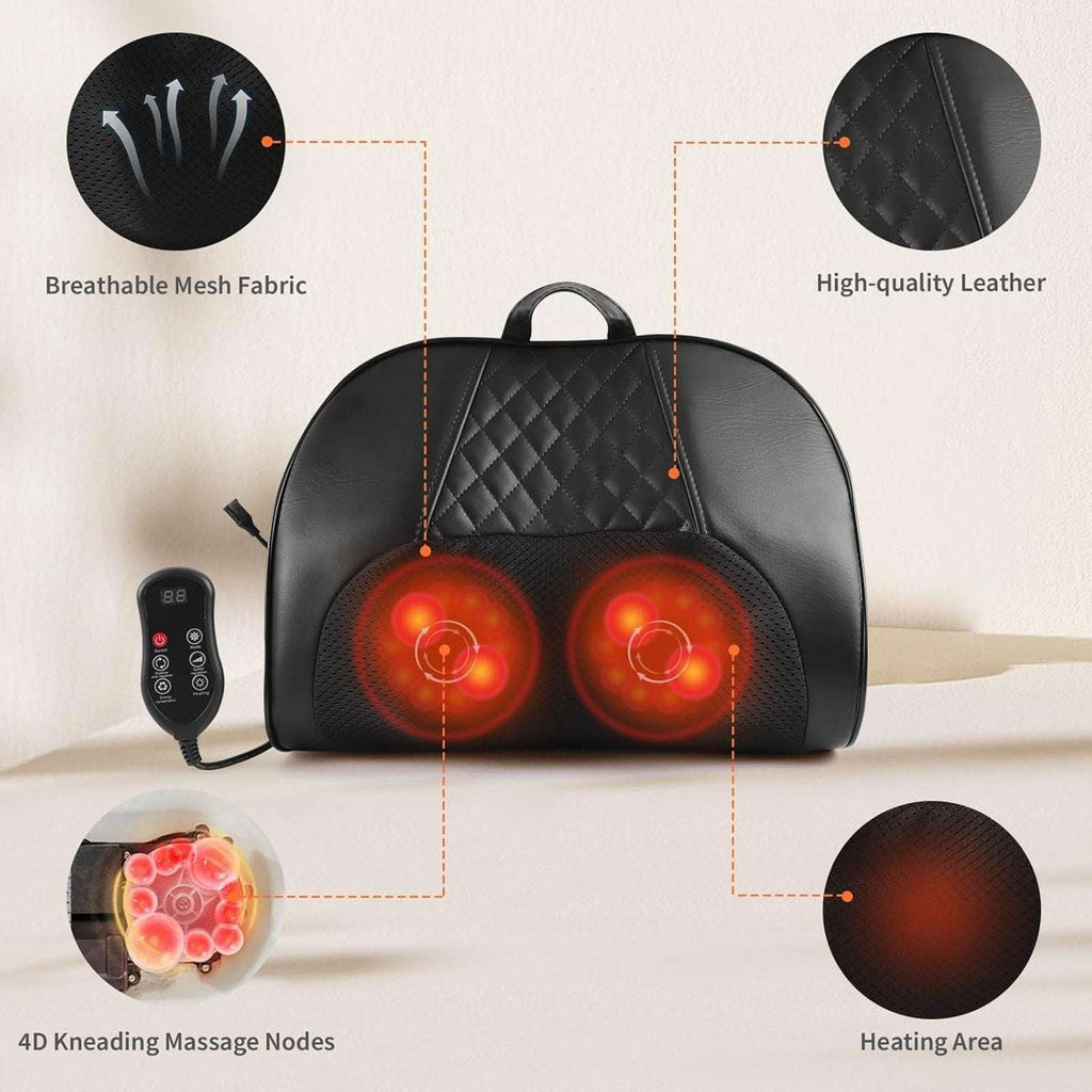Shiatsu Back & Neck Massager 4D Kneading Deep Tissue Massage Pillow w/ Heat NEW
