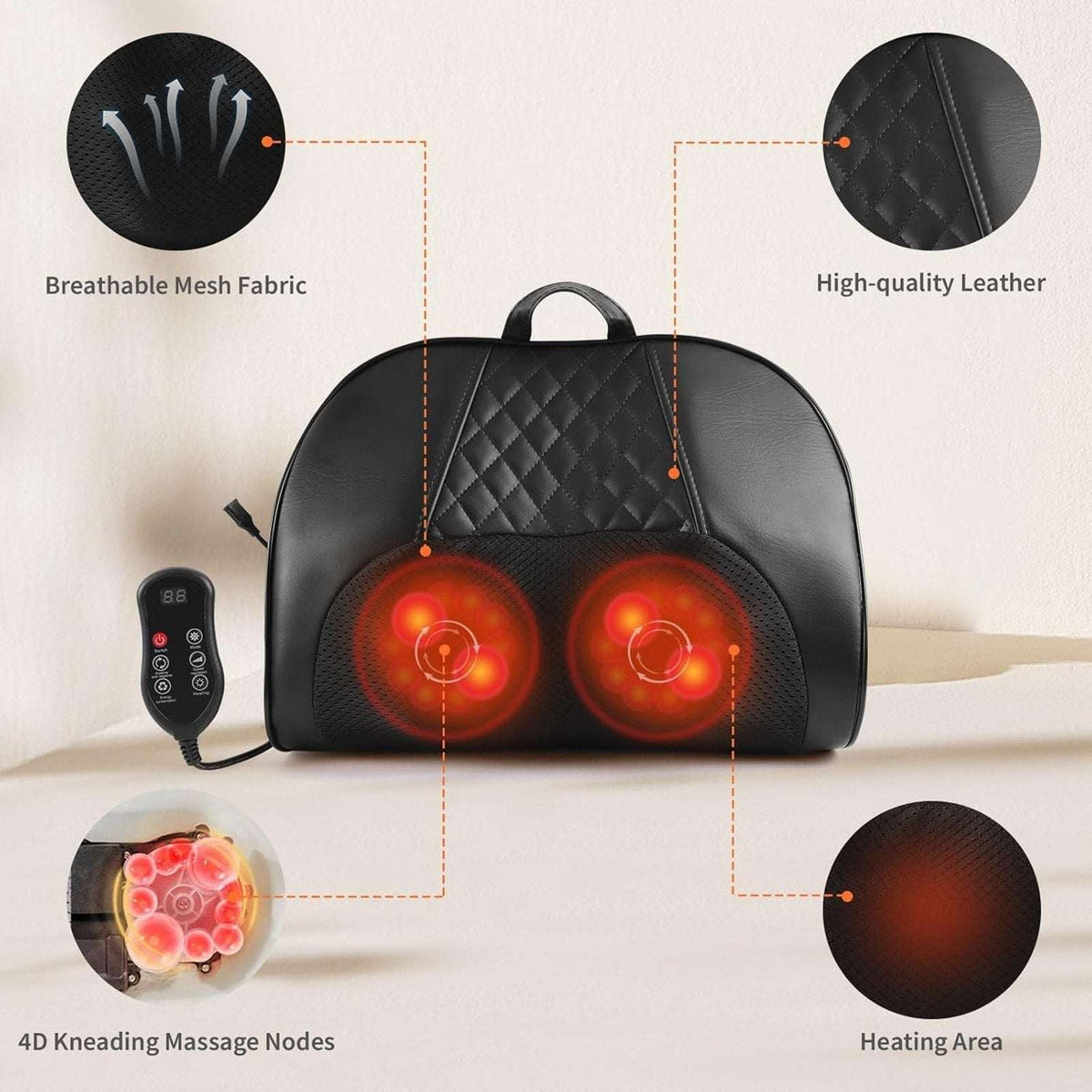 Shiatsu Back & Neck Massager 4D Kneading Deep Tissue Massage Pillow w/ Heat NEW