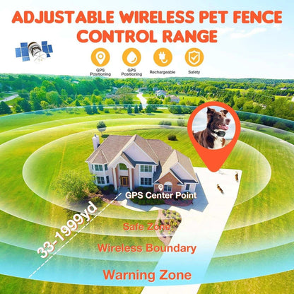 GPS Wireless Electric Dog Fence Pet Containment System Shock Collar 99-5997FT