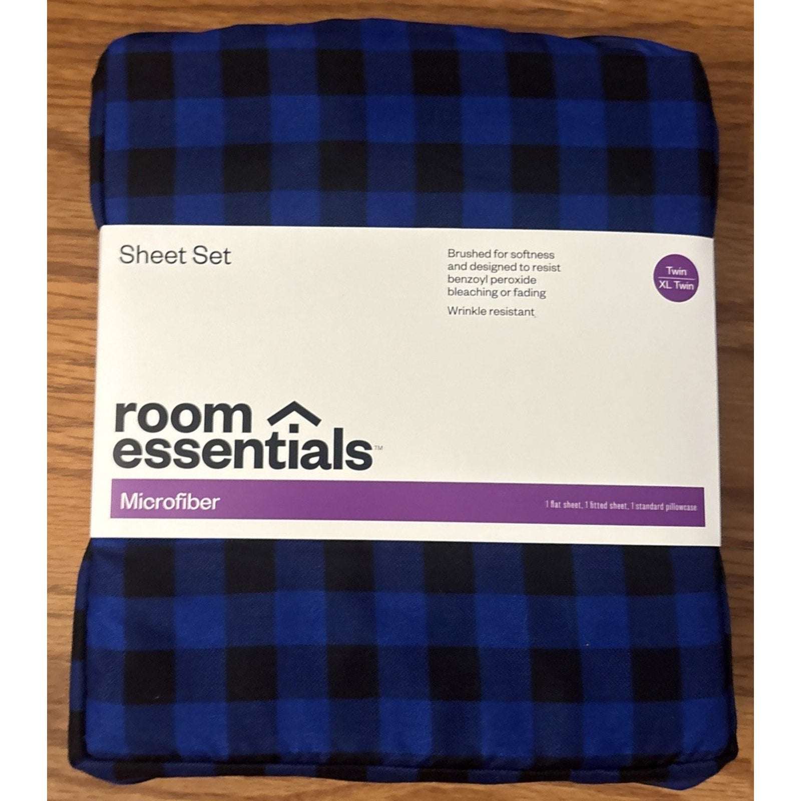2 Sets Room Essentials Blue & Black Buffalo Plaid Microfiber Sheet Set Twin XL