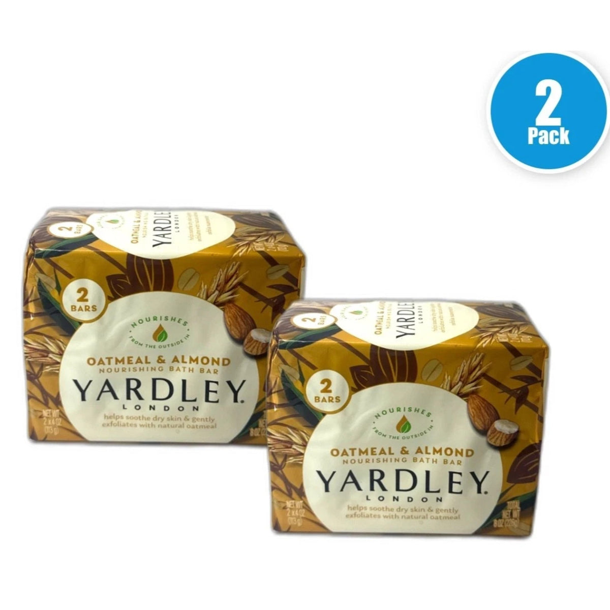 4 Pack Yardley London Oatmeal Almond Moisturizing Bath Bar Soap New 4oz Each