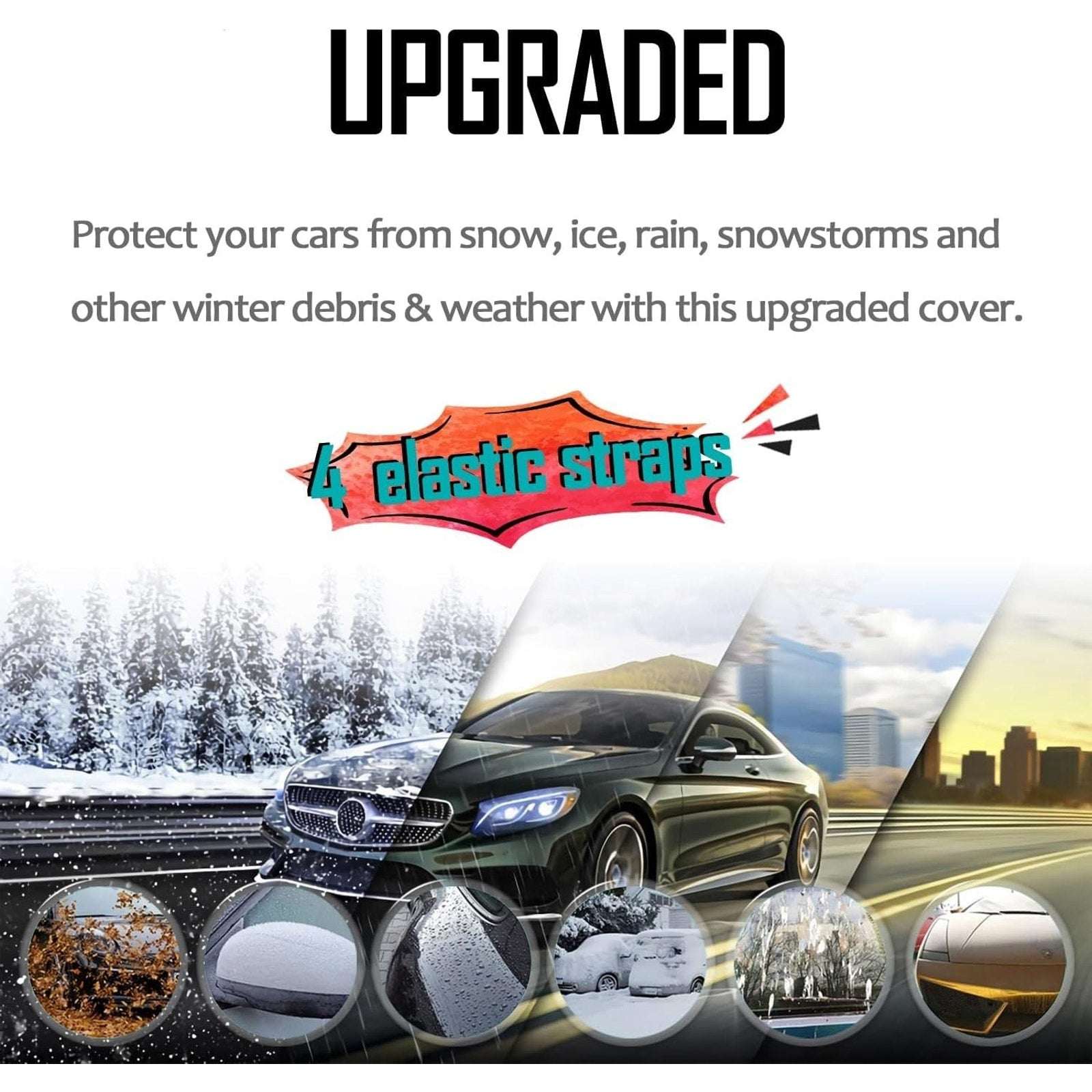 EXQUISLIFE Universal Car Windshield Cover w/ Side Mirrors - Waterproof Snow Ice