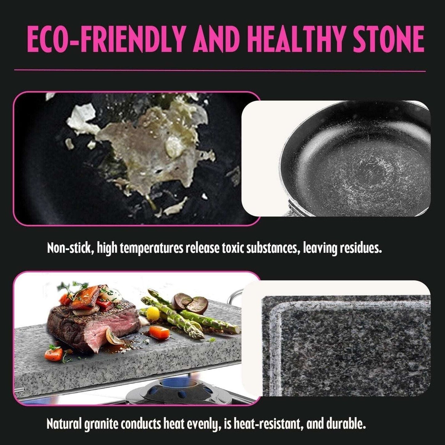 Hot Cooking Stone Griddle Steaks Veggies Smokeless Indoor/Outdoor Table Cooking