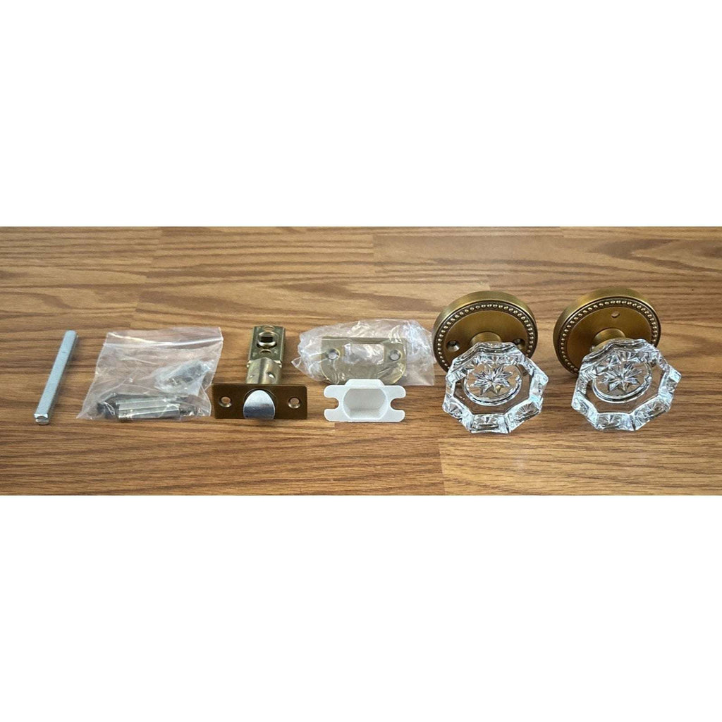 SORWDUERM Antique Brass and Crystal Door Knob Interior Privacy with Lock Button