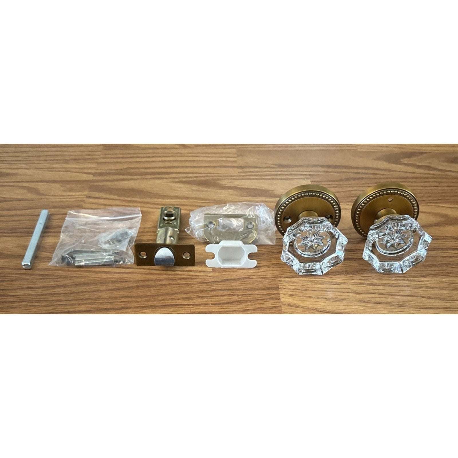 SORWDUERM Antique Brass and Crystal Door Knob Interior Privacy with Lock Button