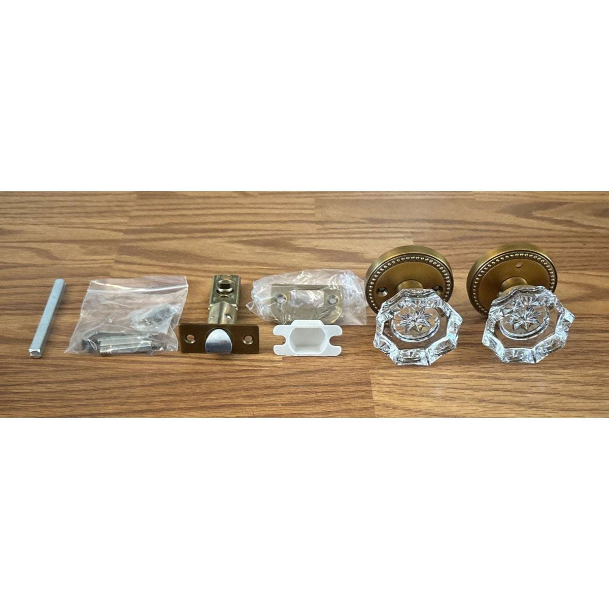SORWDUERM Antique Brass and Crystal Door Knob Interior Privacy with Lock Button