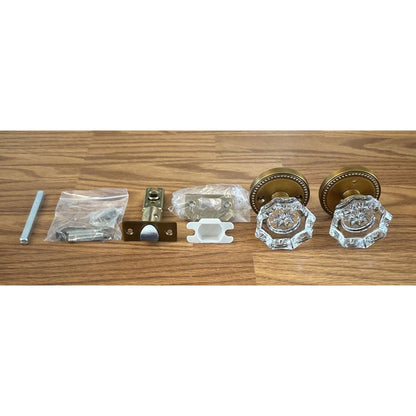 SORWDUERM Antique Brass and Crystal Door Knob Interior Privacy with Lock Button