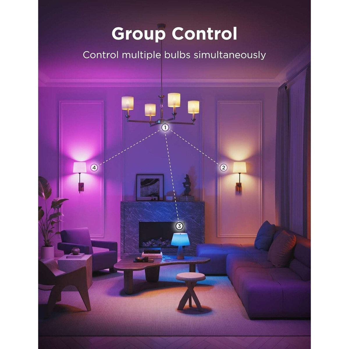 6PK Govee E12 Smart LED RGBWW Candelabra Light Bulbs Matter, Alexa, Google H600B