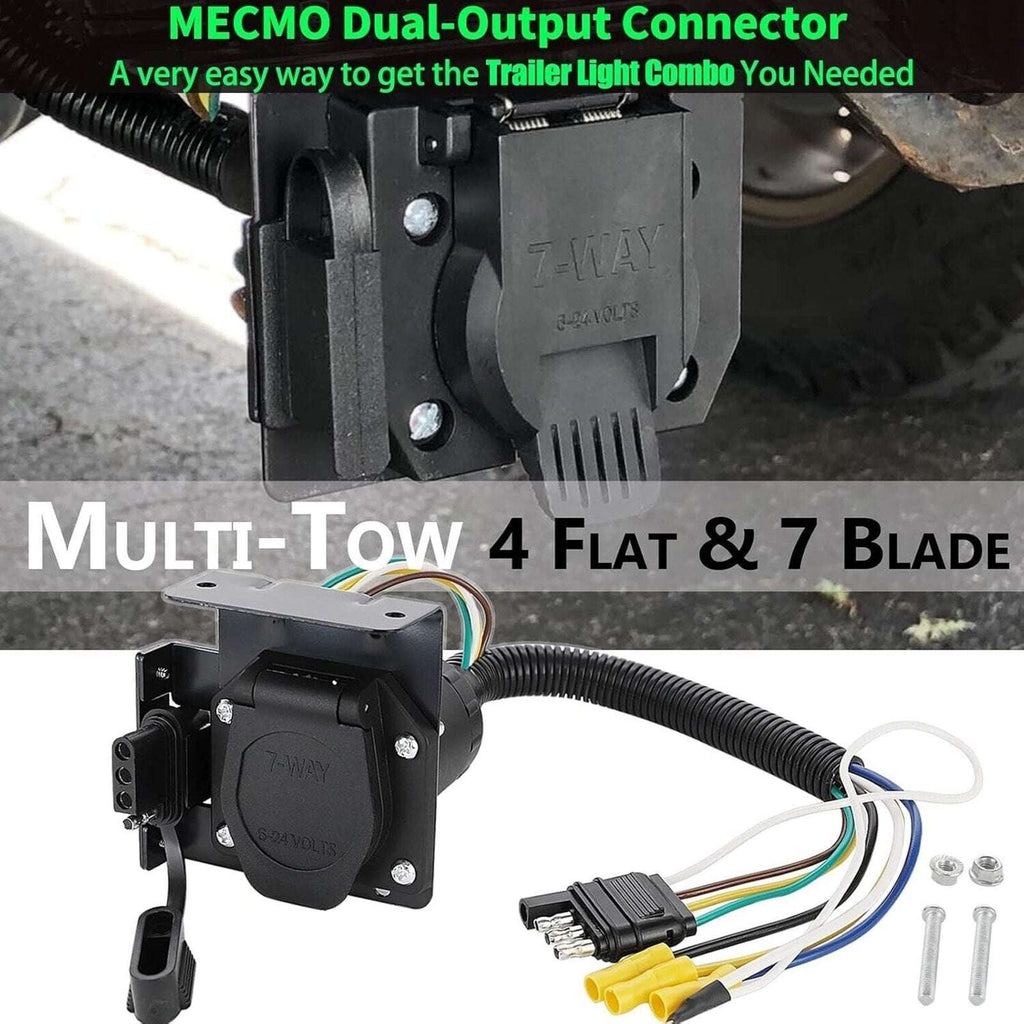 Multi-Tow 4-Way Flat to 7-Way RV Blade & 4-Way Flat Trailer Wiring Adapter Kit