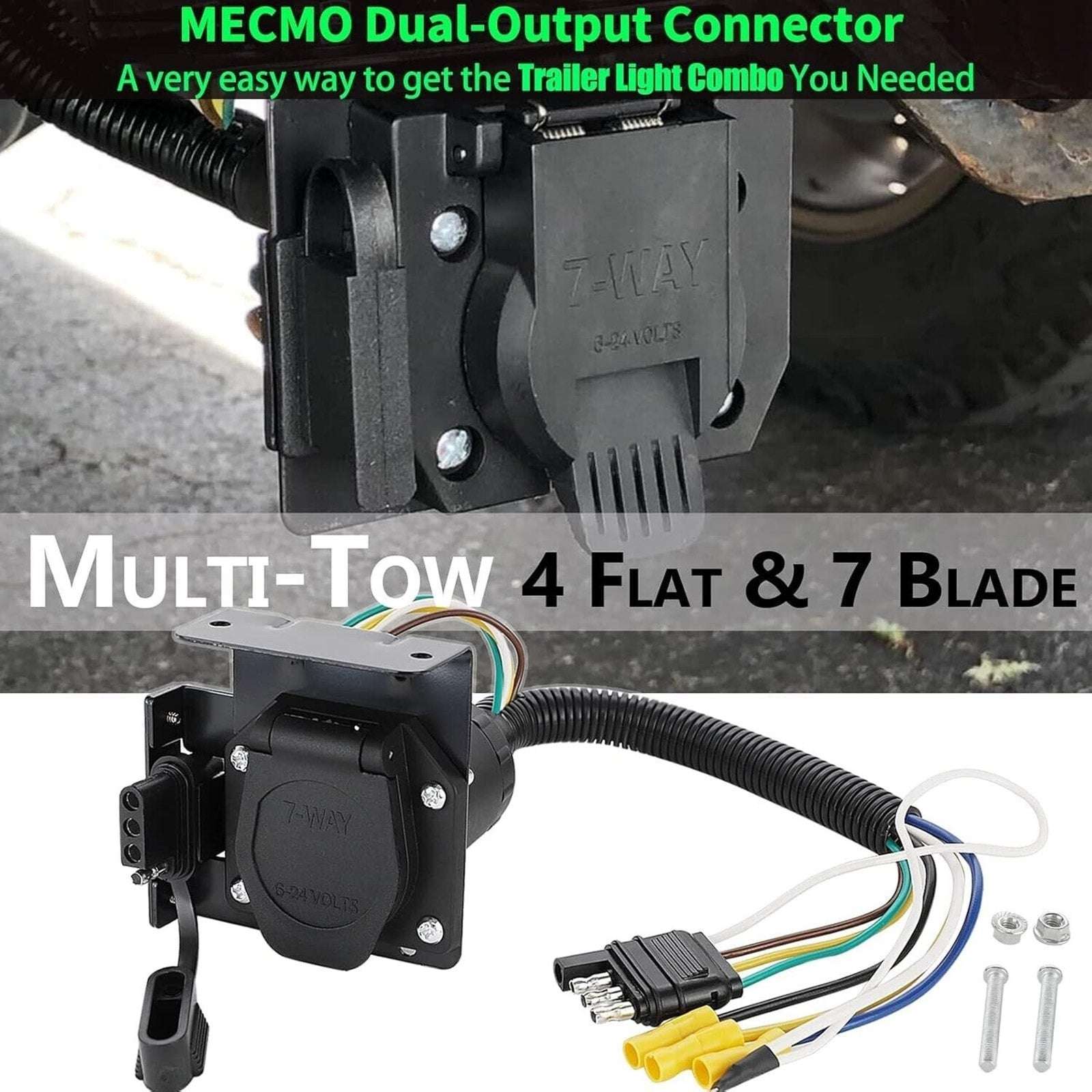 Multi-Tow 4-Way Flat to 7-Way RV Blade & 4-Way Flat Trailer Wiring Adapter Kit