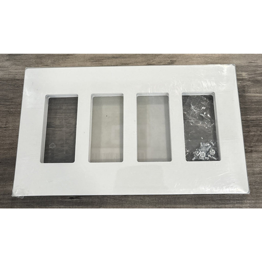 BESTTEN 2 Pack 4 Gang Midsize Screwless Decorator Wall Plate USWP6-M4-W-2PK