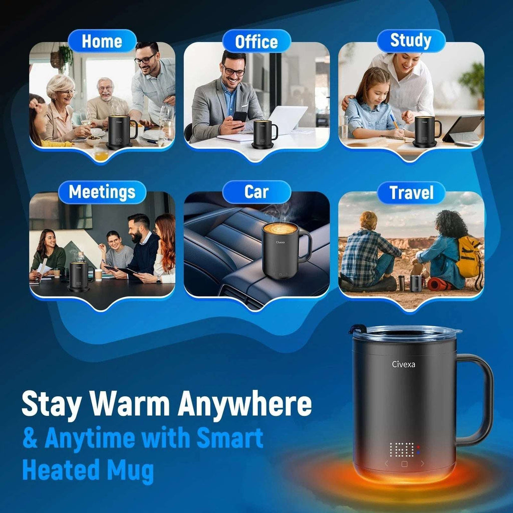 Civexa Heated Smart Mug Coffee Cup Rechargeable Touch & APP Control Auto Shutoff