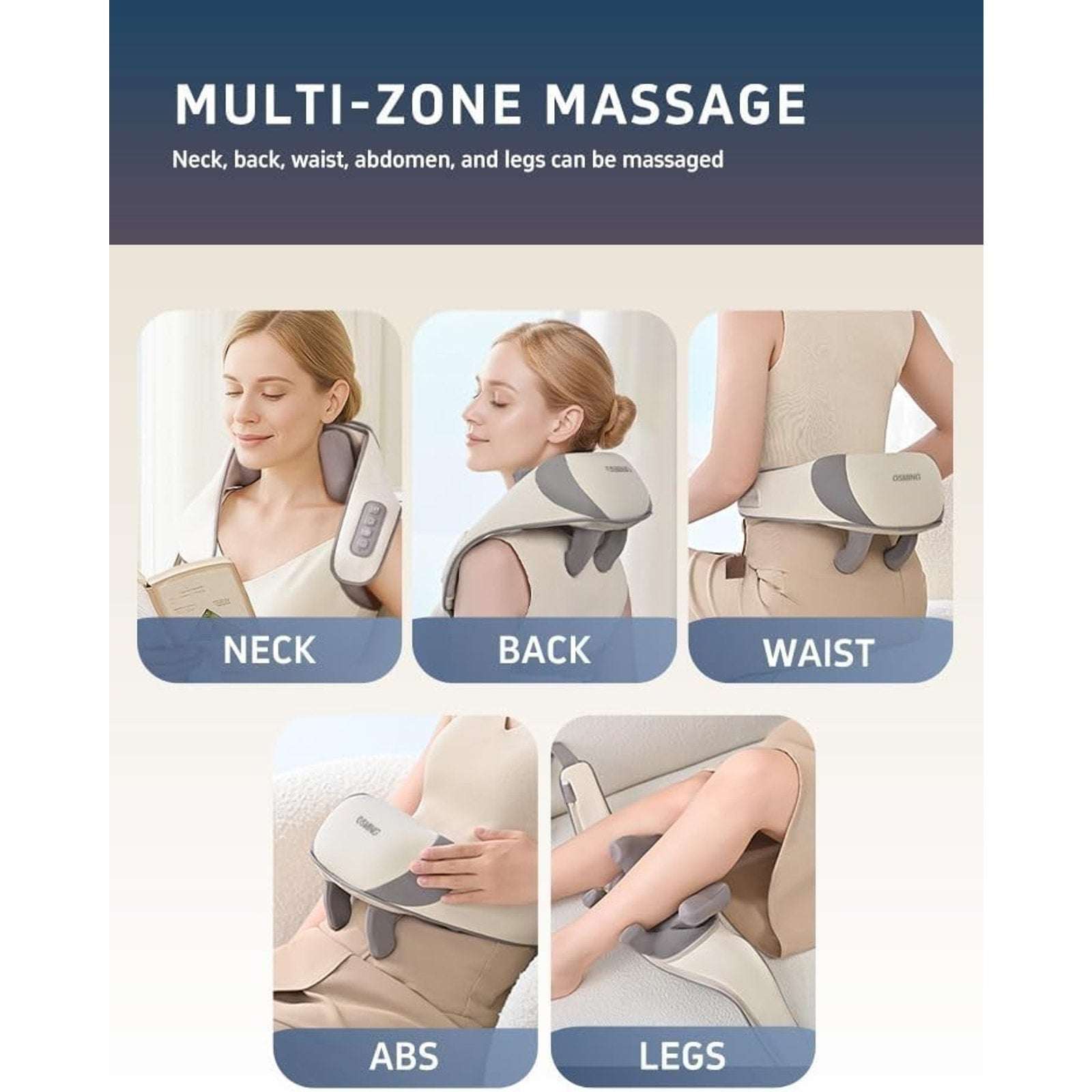 OSMING 6D Shiatsu Neck Massager w/ Heat Cordless Deep Tissue Back & Shoulder