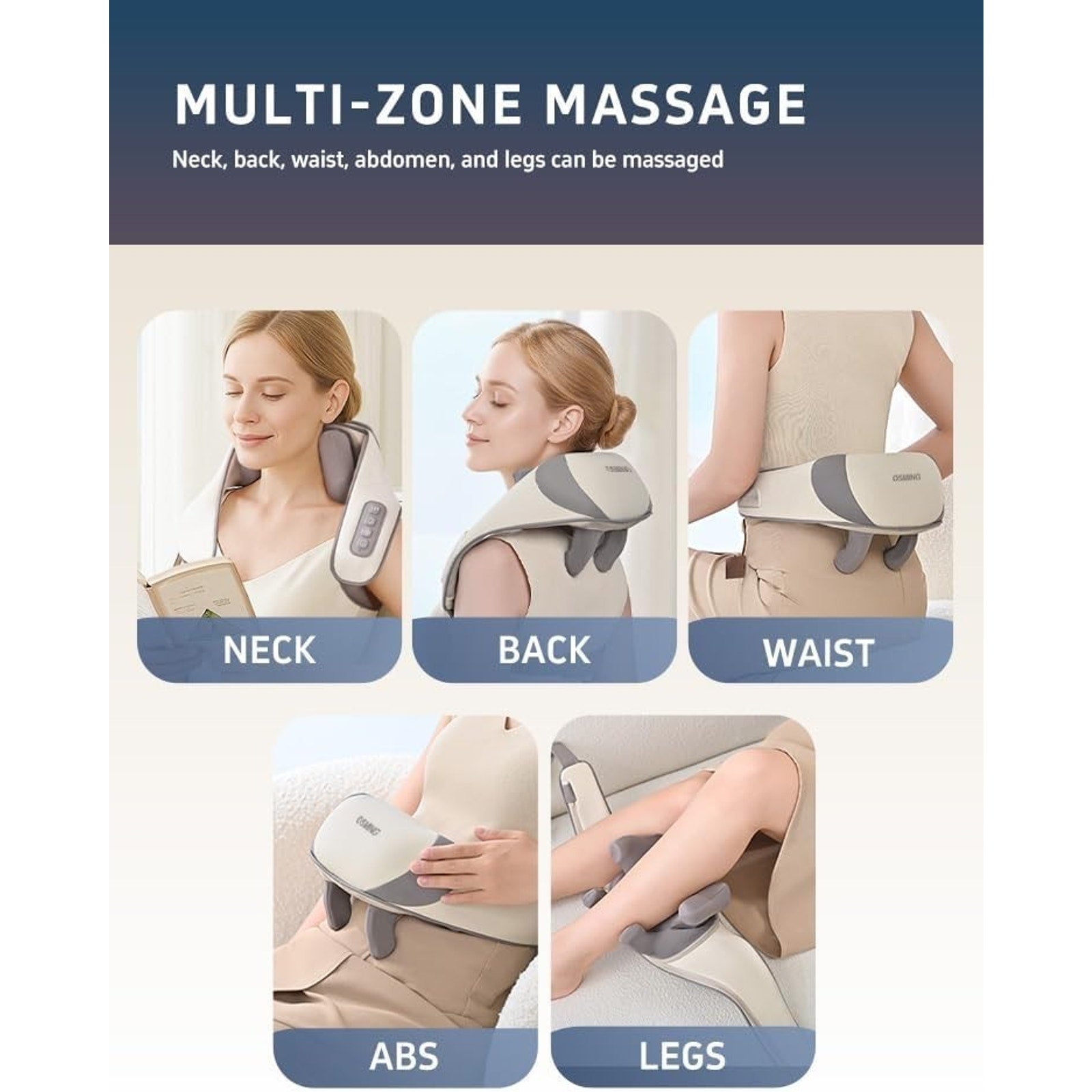 OSMING 6D Shiatsu Neck Massager w/ Heat Cordless Deep Tissue Back & Shoulder