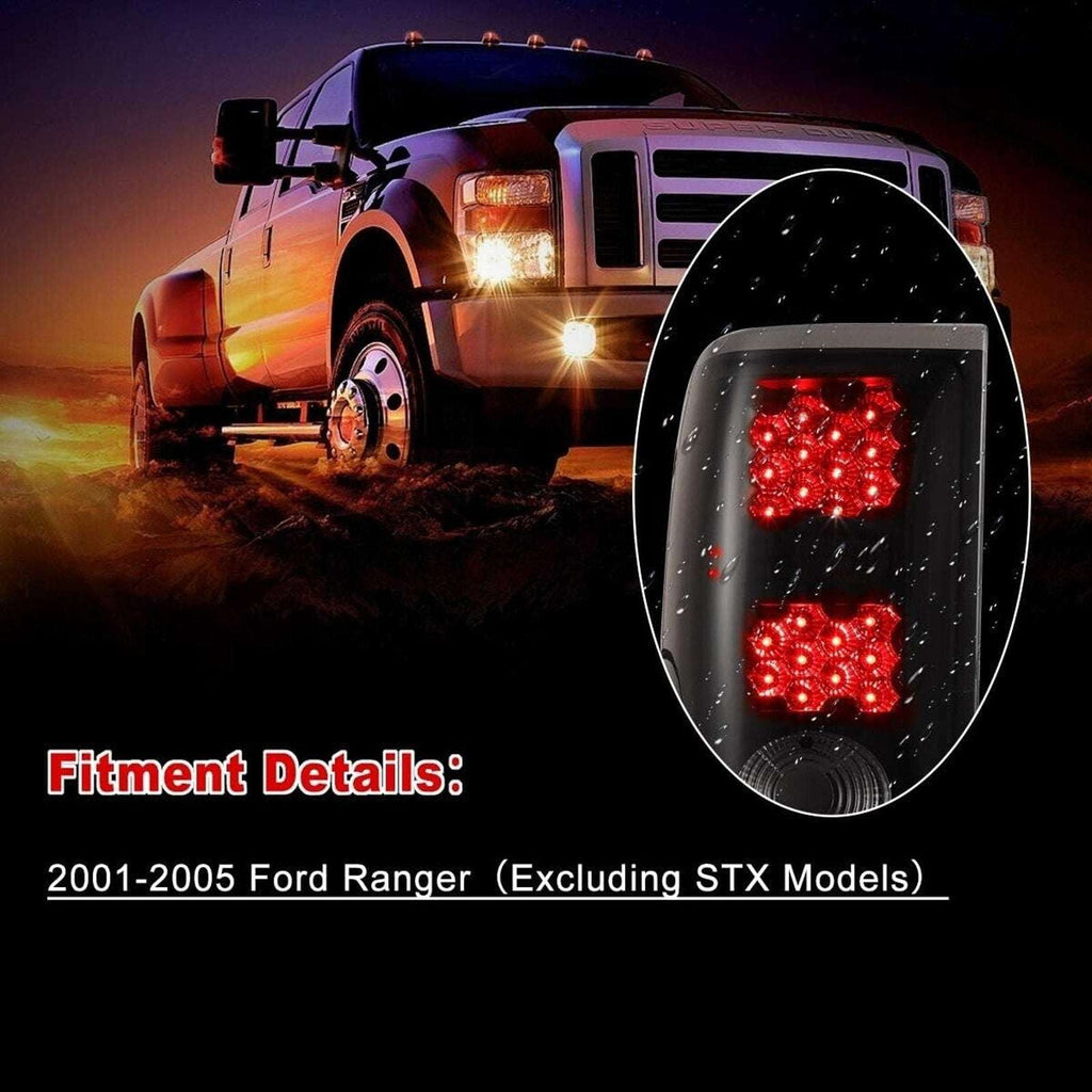 Winjet LED Tail Lights - Black / Smoke for 2001-2005 Ford Ranger - CTWJ-0146-BS