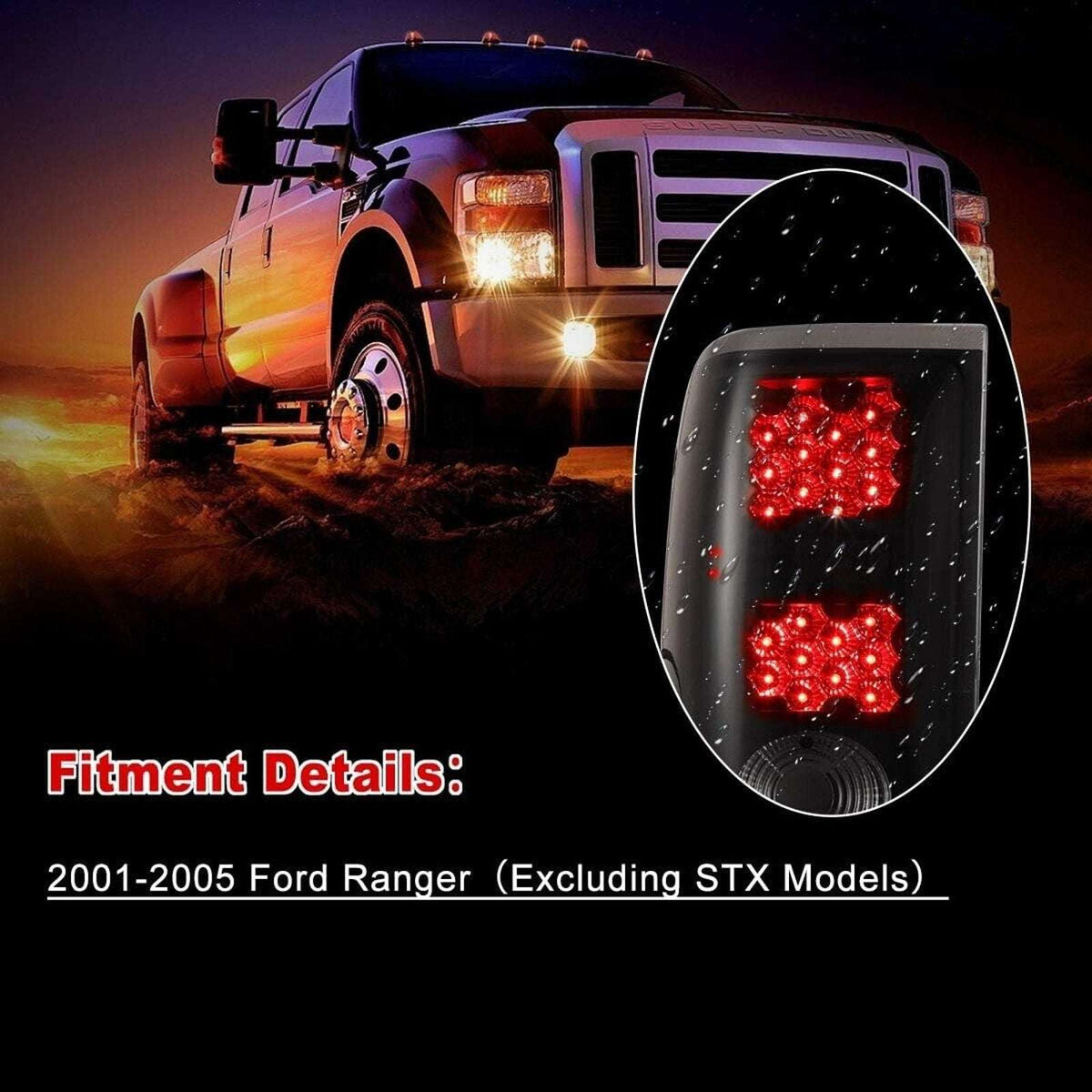 Winjet LED Tail Lights - Black / Smoke for 2001-2005 Ford Ranger - CTWJ-0146-BS