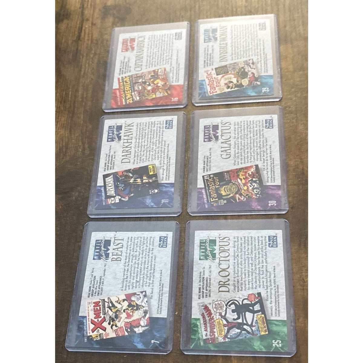 1992 Skybox Marvel Masterpieces 6 card lot 7, 11, 16, 25, 30 & 39 Captain America