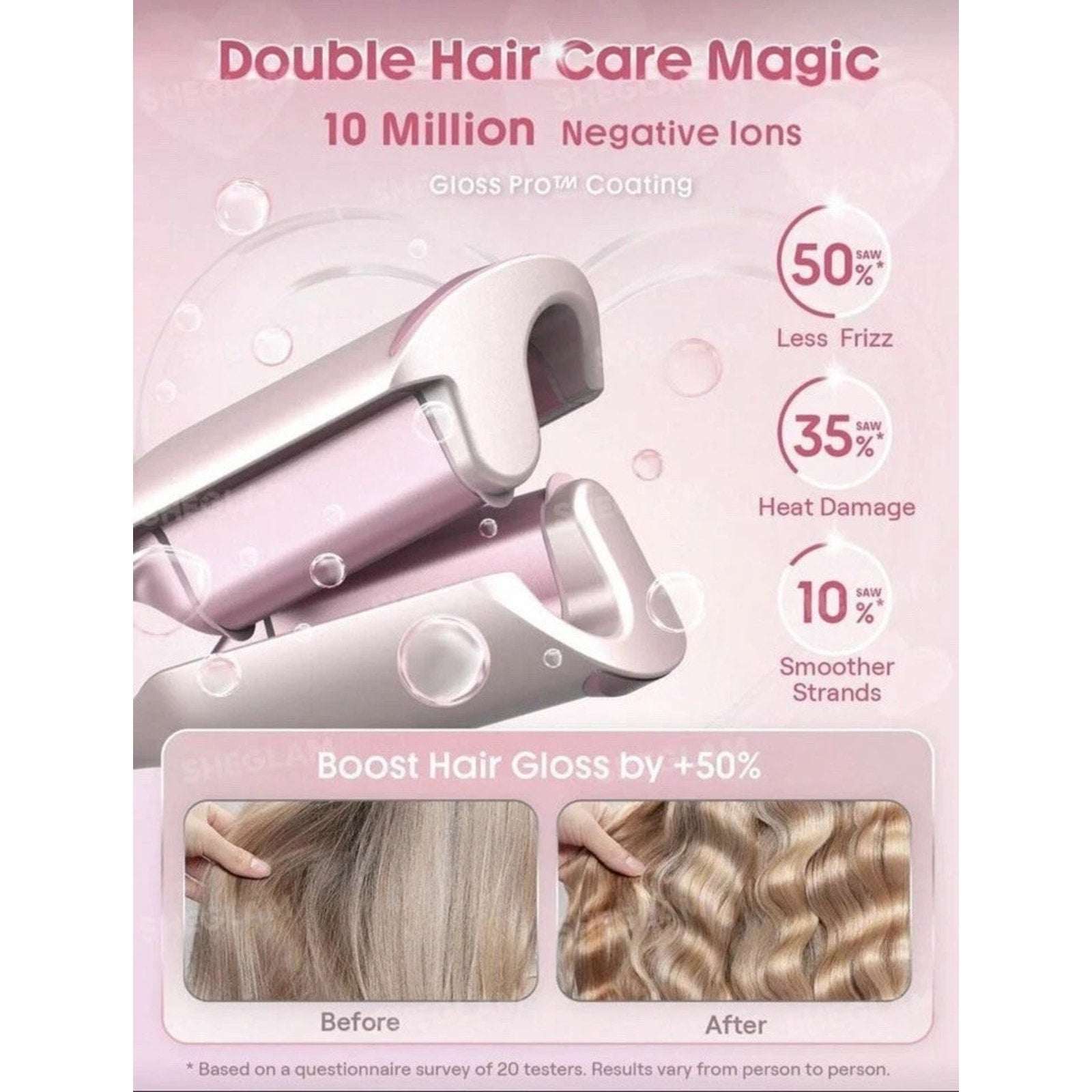 SHEGLAM HAIR Cupid's Charm Beach Babe Hair Waver 1" Smart Timer, Deep U Design