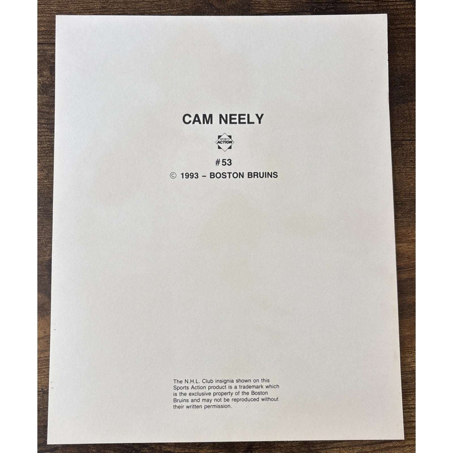 NHL Boston Bruins CAM NEELY #53 Game Sports Action Color 8 x 10 Photo Picture