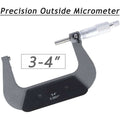3-4" Outside Diameter Micrometer Accuracy 0.0001" Carbide w Ratchet Stop Thimble