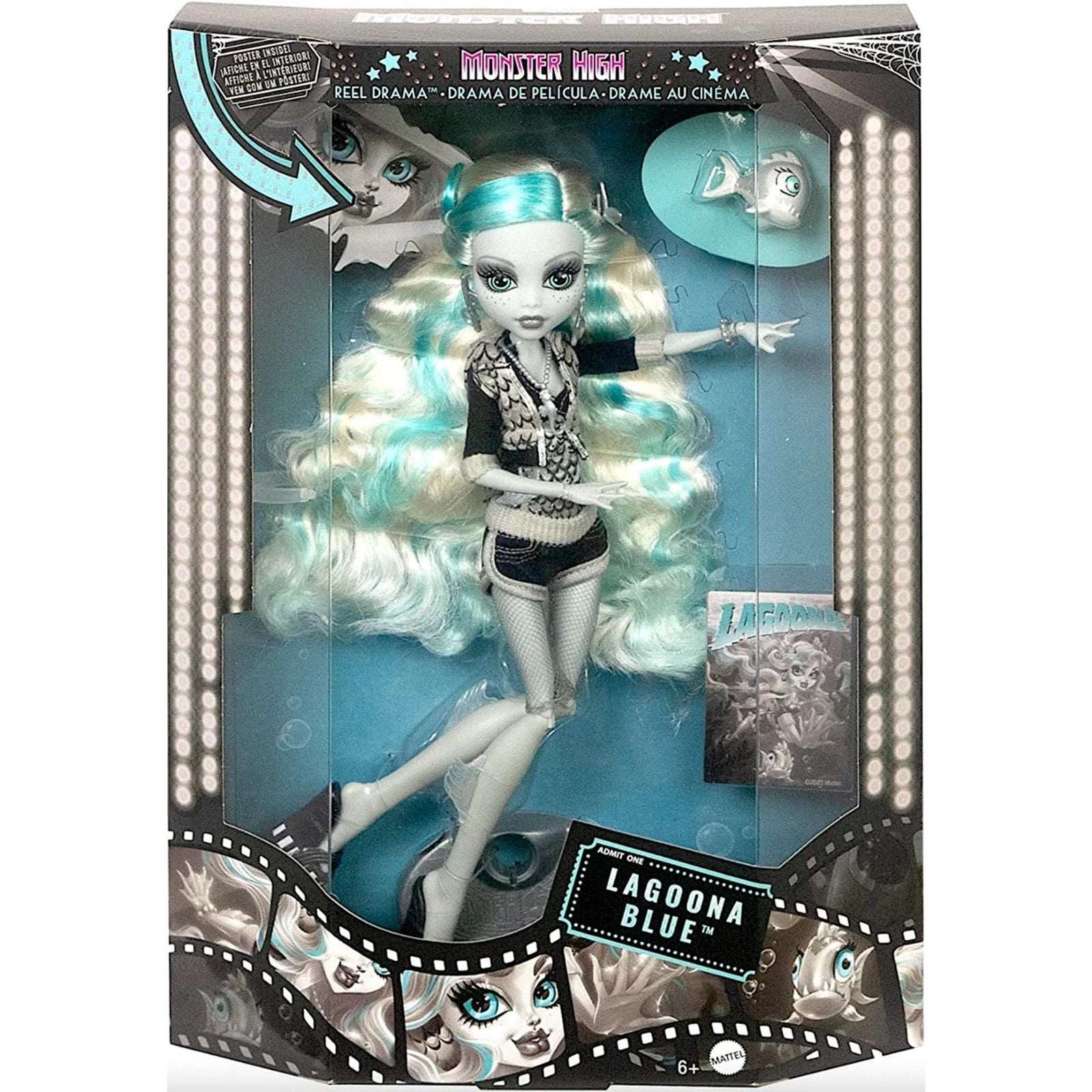 Monster High Reel Drama Black and White Lagoona Blue Doll 2025 NEW/Damaged Box