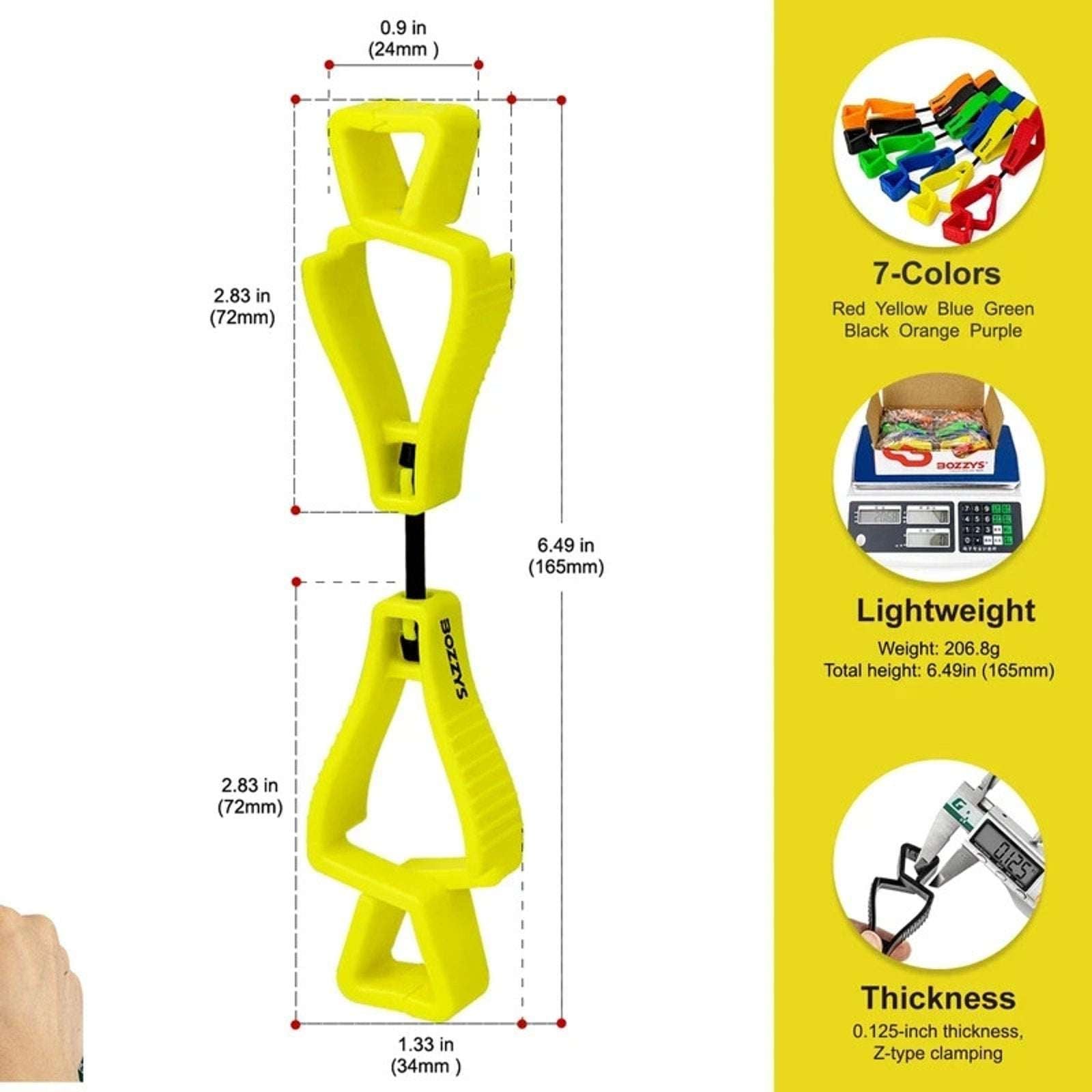 Heavy Duty Work Glove/Hat Clips Holders Belt Attachment 50-Pack Yellow Z-Shaped