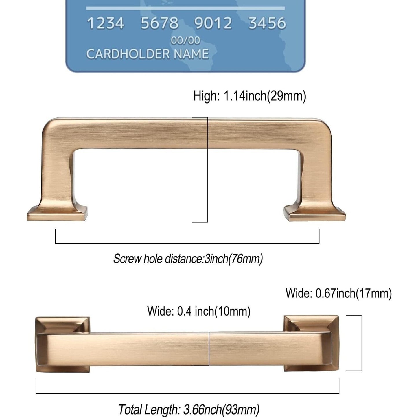 9Build 10 Pack 3 Inch Champagne Bronze Cabinet or Dresser Drawer Pulls - Sleek