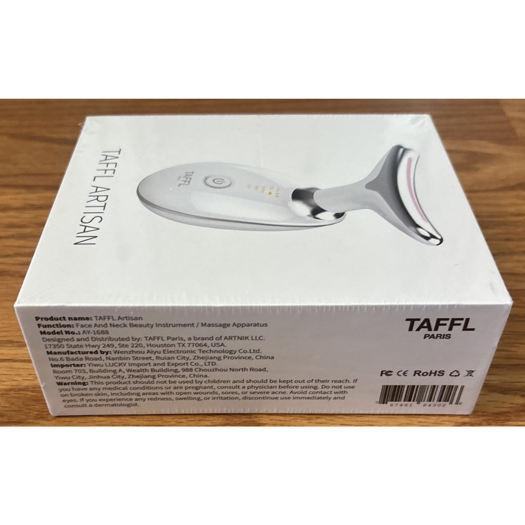 TAFFL 7-Color LED Light, Heated, EMS & Ultrasonic Vibration Face & Neck Massager