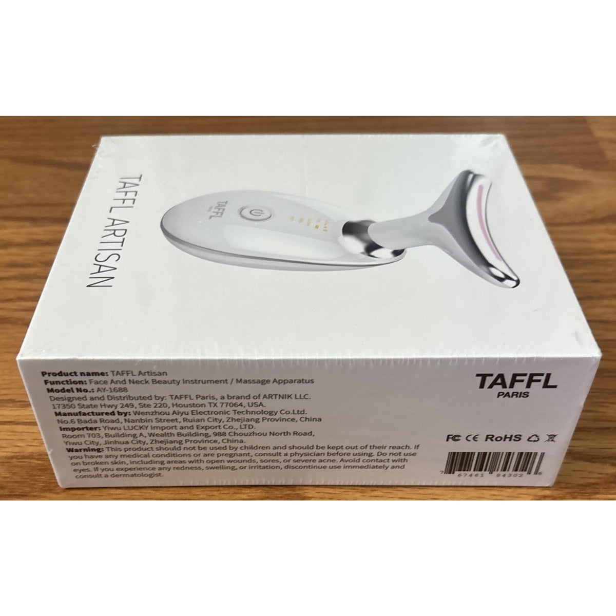 TAFFL 7-Color LED Light, Heated, EMS & Ultrasonic Vibration Face & Neck Massager