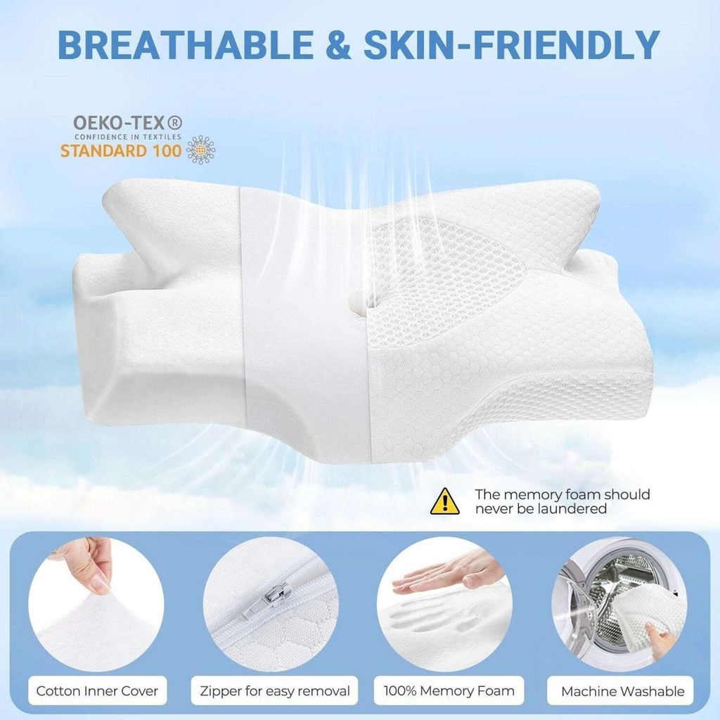 Elviros Cervical Memory Foam Pillow Neck & Shoulder Pain Ergonomic All Sleepers