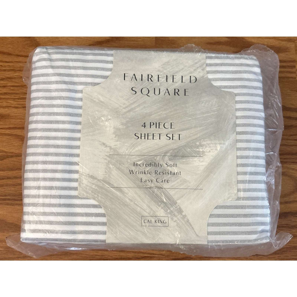 FAIRFIELD SQUARE Soft Microfiber 4 Piece Sheet Set Gray Stripe California King