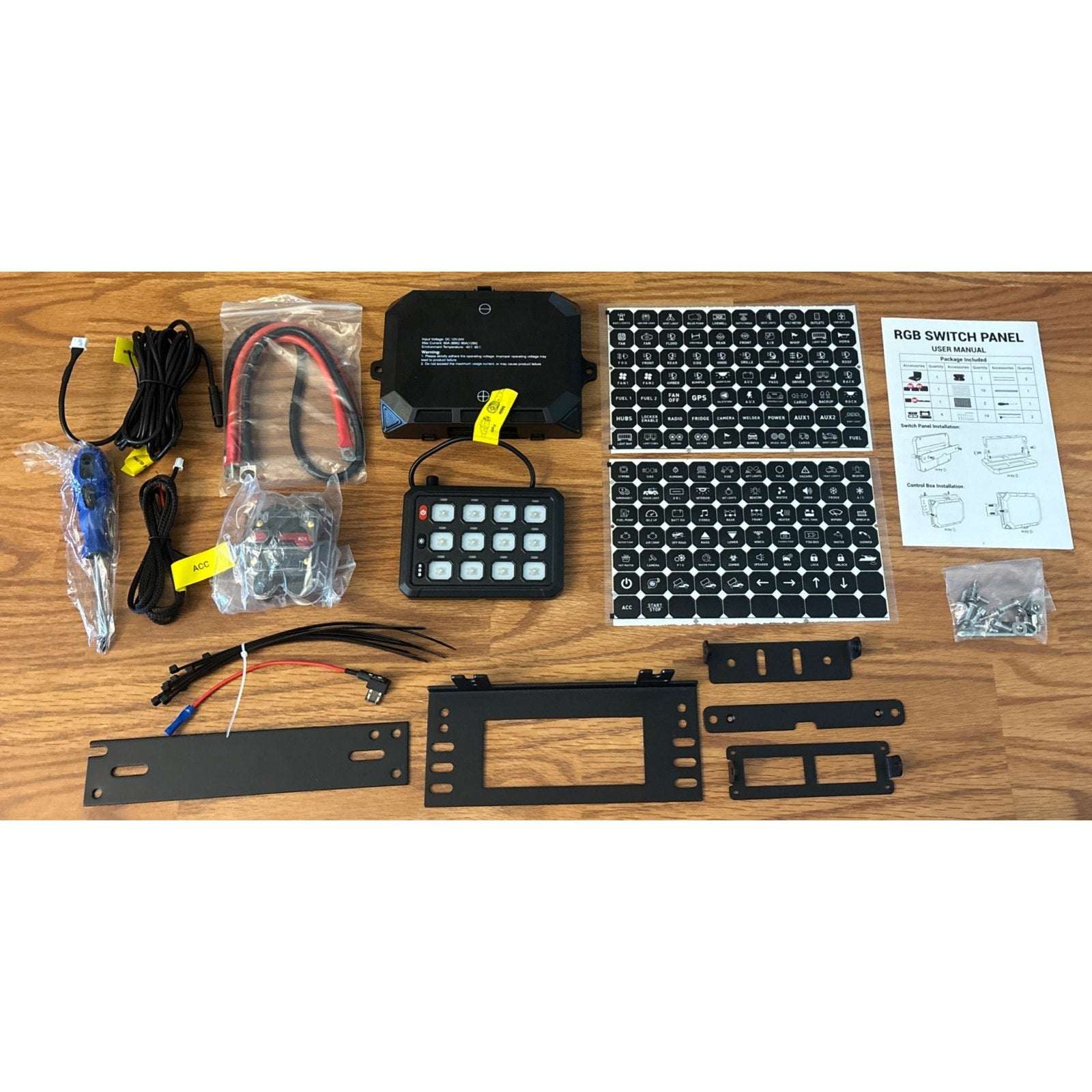 Universal 12 Gang Car Truck Boat RGB Switch Panel LED Circuit Control Kit 12/24V
