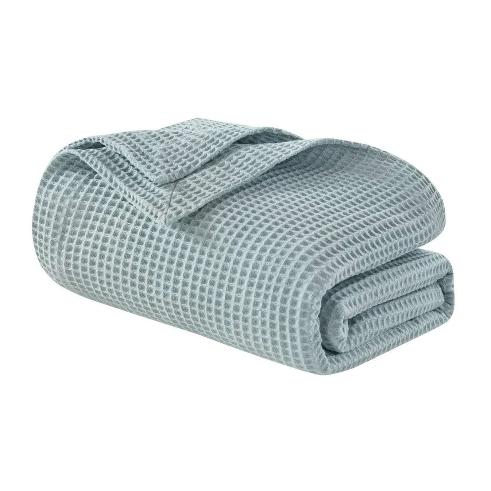 Madison Park 100% Cotton Ultra Soft Breathable Waffle Blanket Full/Queen - Aqua