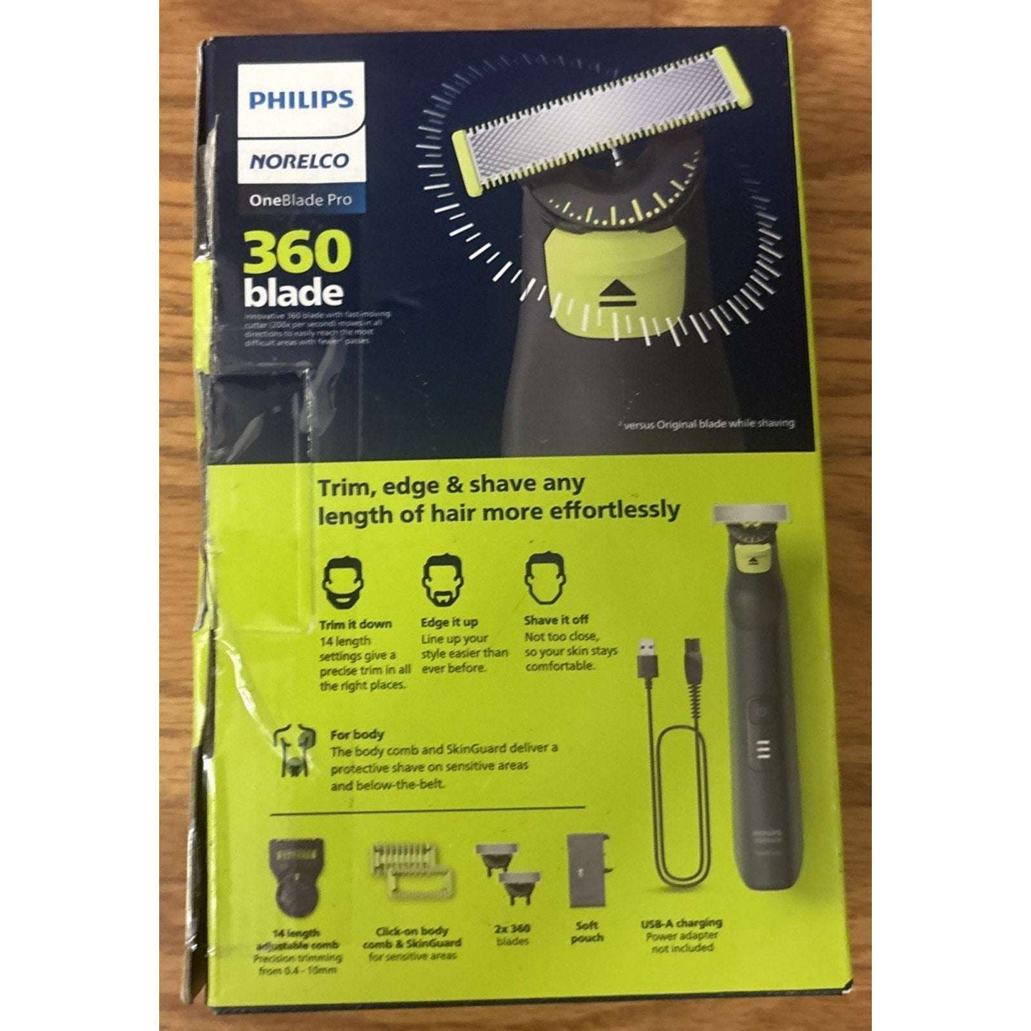 Philips Norelco OneBlade Pro 360 Face + Body Trimmer Shaver +2 Blades QP6542/70