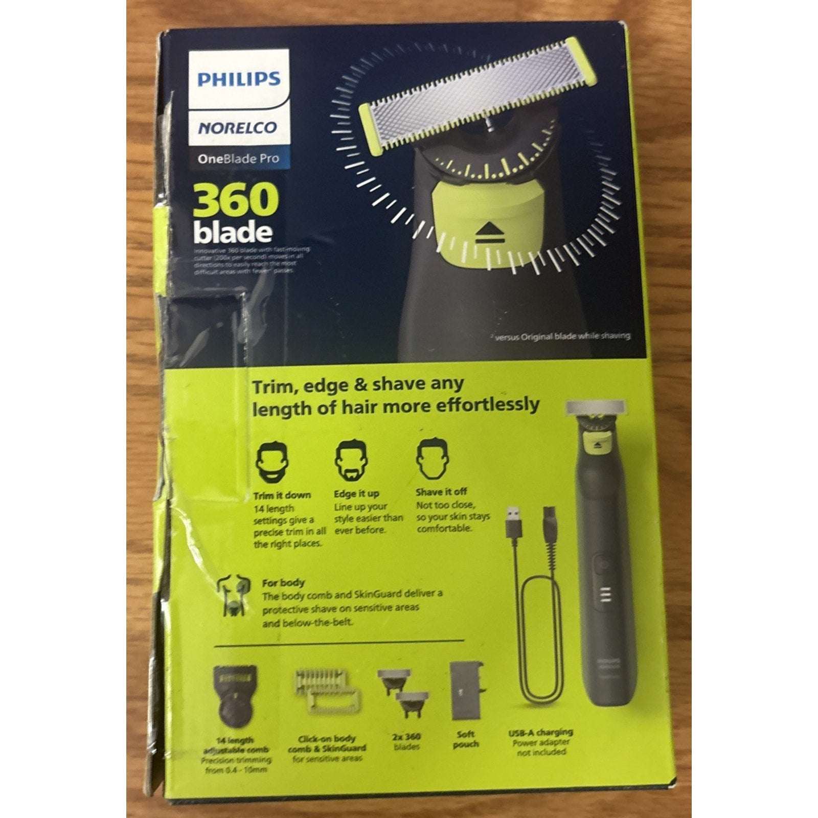 Philips Norelco OneBlade Pro 360 Face + Body Trimmer Shaver +2 Blades QP6542/70
